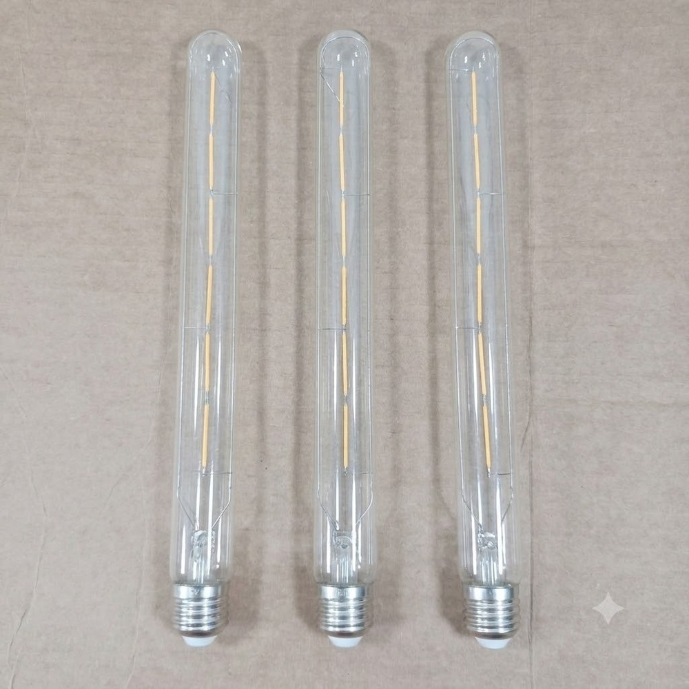 3 set T10 LED Filament Light Bulb 6W 3000K Warm White E26 Base 12 Inch Tubular